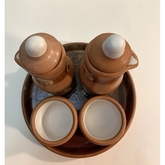 Seminario Pottery Urubamba Cusco Peru 7 Piece Oil Vinegar Tea Service Set Tray - Picture 12 of 13